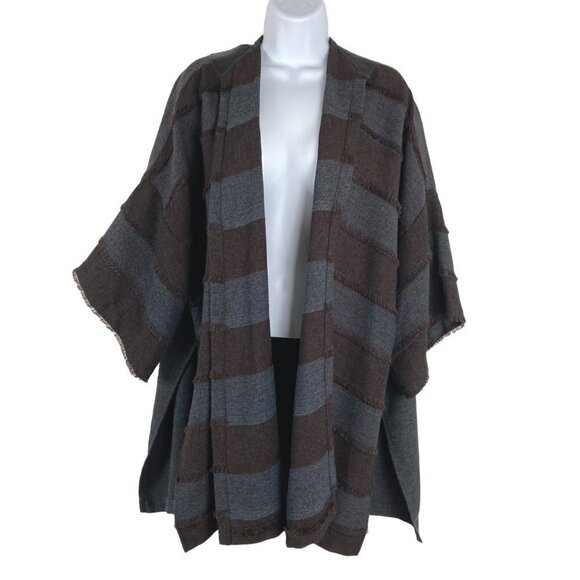IC By‎ Connie K Open Cardigan Kimono Small Oversized Lagenlook Striped - Picture 3 of 9
